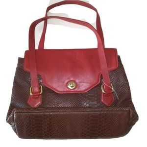 Purse HIDESIGN LEATHER/CROC BRASS BURGUNDY BROWN Vegetable Tanned NWOT
